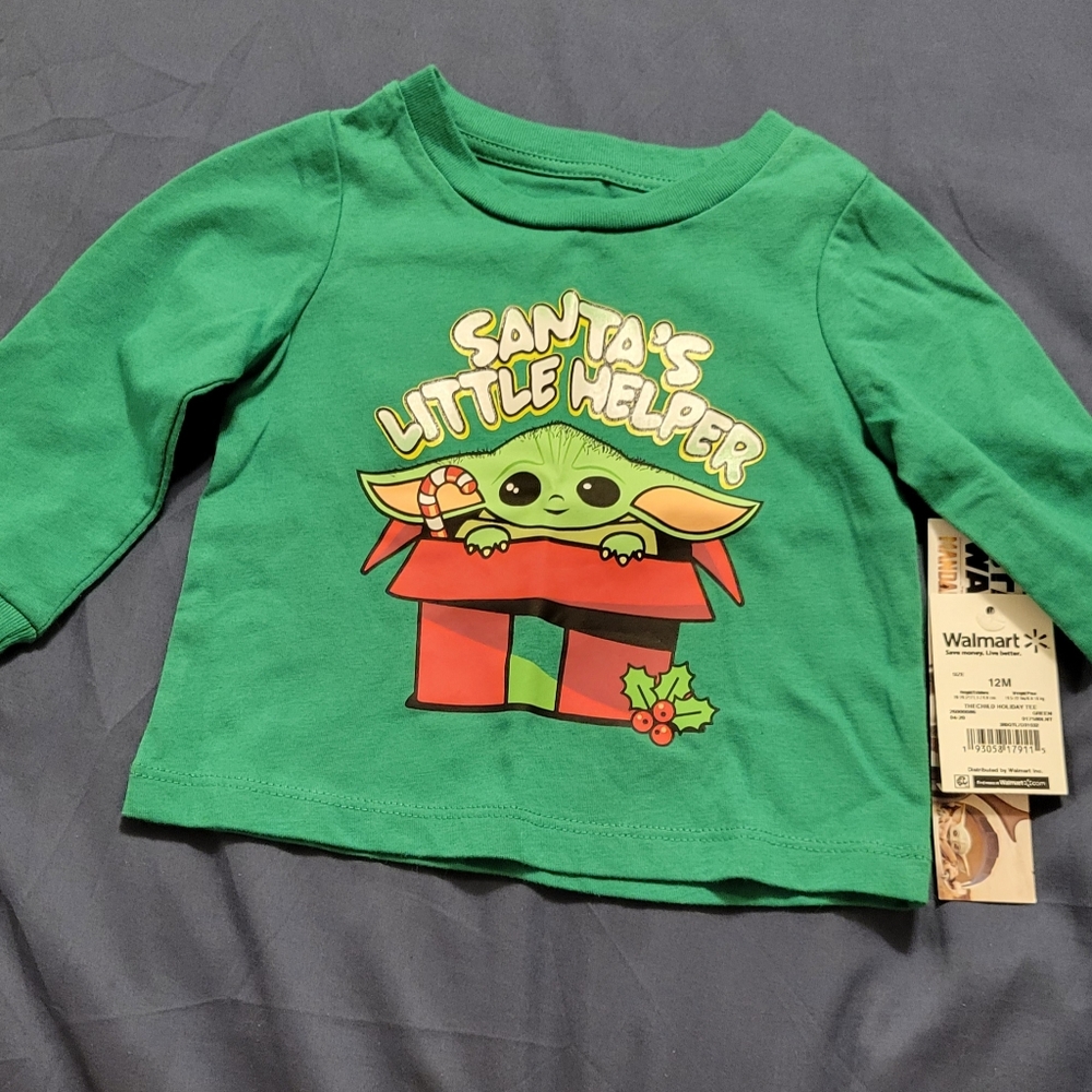 Star wars infants christmas baby yoda long sleeve NWT